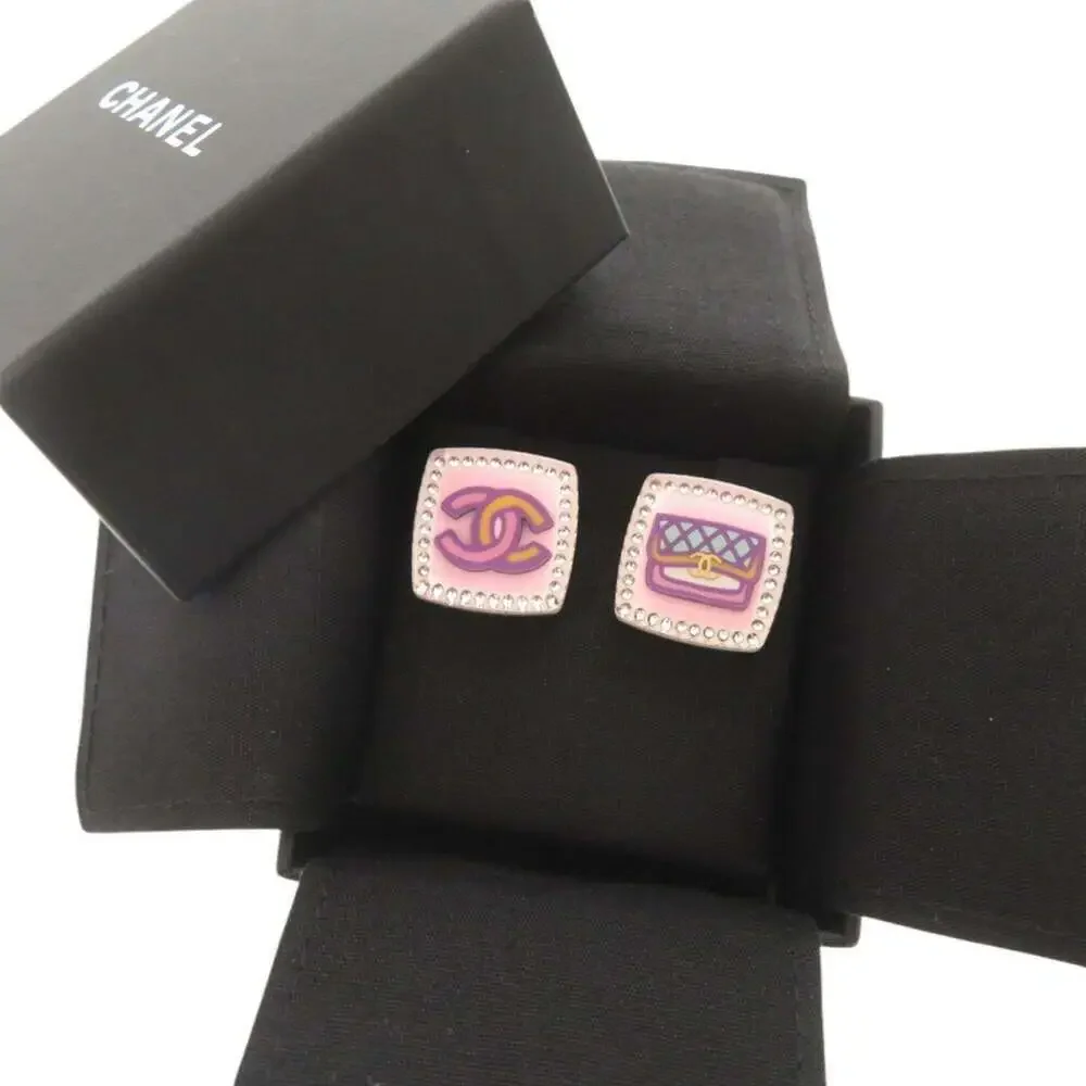 CHANEL Pink Logo Earrings - Picture 3 of 7